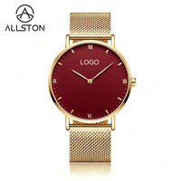 Montre-bracelet sport pour femme, cadran fin, acier inoxydable, personnalisable avec logo, minimaliste, mouvement à quartz, marque privée fabricant.