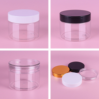 Pot en plastique PET transparent ambré de qualité alimentaire de luxe en gros, 100g 120g 150g 200g 250g 300g 400g 500g, avec bouchon à vis en aluminium et plastique