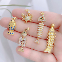 Nouveau collier pendentif sur le thème de l'océan avec étoile de mer, poisson trésor, crabe et zircon, au design luxueux et élégant