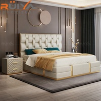 Tête de lit en cuir véritable, grande taille, style moderne, italien, cadre de lit, queen size