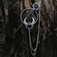 Épingle à cheveux vintage en forme de croissant de lune Kun Hong, accessoires baguette de sorcière viking plaquée argent, coiffe en alliage pour filles, 15 cm, cadeau