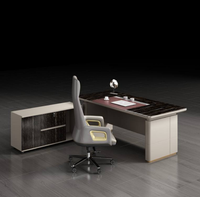 Tables de direction au design moderne Bureau en bois de luxe pour PDG avec chaise et armoire latérale