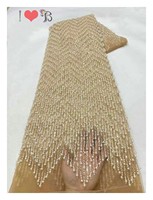 Blinglace mariée perlée Tulle dentelle français broderie Net dentelle brillant paillettes perles dentelle tissu pour robe de soirée