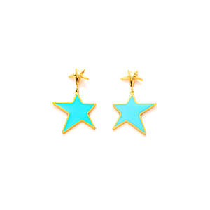 Pendientes de Moda con Forma de Estrella Azul, Chapados en Oro, Acero Inoxidable 316L, Sostenibles y Resistentes - Product Image 1