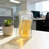Tasse en verre à double paroi au design unique, résistante à la chaleur, pour café