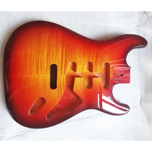 Cuerpo de Guitarra Eléctrica ST DIY con Acabado Brillante, Tapa de Arce Flameado <span class=keywords><strong>Sunburst</strong></span> y Cuerpo de Tilo para Construcción de Guitarras - Product Image 2