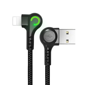 무료 샘플 1M USB 2.4 usb 충전기 데이터 케이블 케이블 USB 충전 케이블 비디오 게임 플레이어 L 모양 팔꿈치 빛