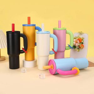 Custom logo <b>Straw</b> Tumbler Portable Travel Mug Stainless Steel Vaccum Insulated Tumbler with Handle - Product Image 2