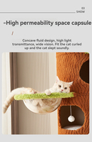 Arbre à chat vertical moderne multi-niveaux avec hamac en acrylique, maison pour chat, plateformes en peluche, griffoir en sisal, base stable, mobilier d'intérieur pour chat
