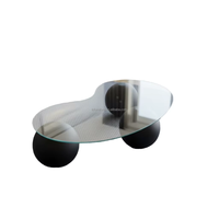 Table basse en verre trempé créative, design rond, style moderne et simple, couleur crème, pour petit appartement