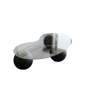 Table basse en verre trempé créative, design rond, style moderne et simple, couleur crème, pour petit appartement - Product Image 5