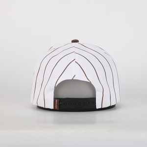 Chất Lượng Cao Tùy Chỉnh Trường Cũ Mũ Bóng Chày Mùa Đông 3D Thêu Strapback Với Mô Hình Sọc Trắng Nâu Vải To sợi Mũ - Product Image 4