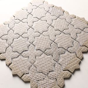 Mosaico de Porcelana Esmaltada en Horno con Diseño de <span class=keywords><strong>Estrella</strong></span> Cruzada, Revestimiento Decorativo para Paredes de Cocina, Baño y Ducha, Azulejo de Cerámica Blanco - Product Image 4