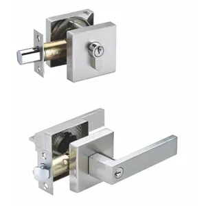 Door Lock Modern Emergency Handles American Unlocking Square Dummy Door Lock Heavy Duty Tubular Key Lever Handle deadbolt Lock