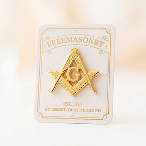 Broche de revers en métal émaillé personnalisée, magnétique, de luxe, de créateur, pour hijab, épinglette maçonnique - Product Image 1