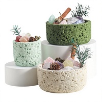 Pot à bougie en ciment gaufré mat vide 13*13*6cm pour bougies parfumées – Blanc, Noir, Gris, Beige, Vert
