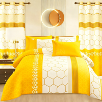 Parure de lit de luxe King Size imprimée florale, 8 pièces, avec rideaux pour chambre à coucher