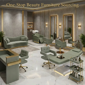 Juego de Muebles de Salón de Lujo Color Verde Salvia 2026, Solución de Suministro Integral Italiana Moderna para Barberías, Salones de Belleza y Peluquerías Profesionales - Product Image 1