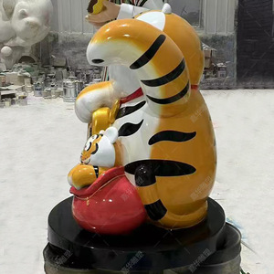 Escultura de Tigre de Dibujos Animados en Fibra de Vidrio, Decoración para Exteriores, Estatuas para Entrada de Edificios - Product Image 2