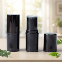 Tube en plastique ABS noir brillant à mécanisme rotatif, 15g, vide, pour emballage de stick déodorant, baume à lèvres et stick de fond de teint, direct usine