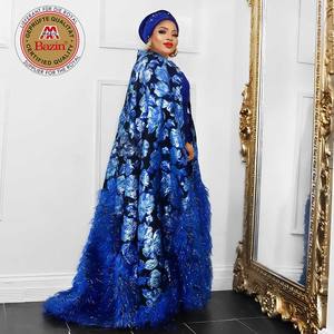 Nouvelle Cape d'Hiver 2026, Robes de Soirée Oversize pour Femmes, Nouveauté <span class=keywords><strong>2022</strong></span>, Élégante Cape Cardigan à Pompons en Brocart, Vêtements Africains - Product Image 2