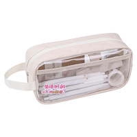 Étui à crayons transparent personnalisé de haute qualité en PVC imperméable avec fermeture éclair, design mignon pour les fournitures scolaires et de bureau des filles