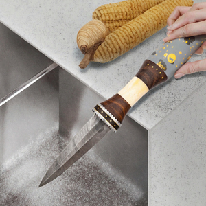 Couteau de chef professionnel en acier Damas de 8 pouces, manche G10, étui en cuir, revêtement antiadhésif, design de haute qualité, couteaux vikings - Product Image 3