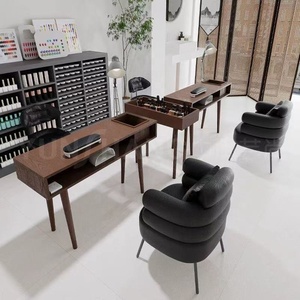 Modern Wood <b>Nail</b> Table Salon Workstation Beauty <b>Desk</b> with Storage Shelf Flip Top Design - Product Image 1
