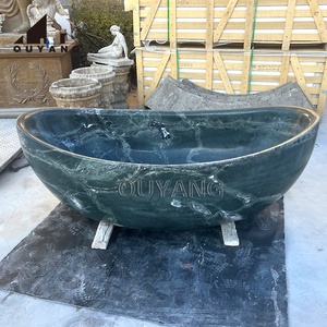 <span class=keywords><strong>Baignoire</strong></span> autoportante ovale en pierre de style européen QUYANG, en marbre beige naturel poli, pour la vente - Product Image 6