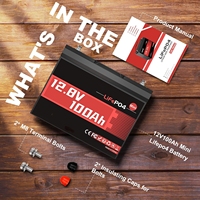 2-pack Baterai Mini LiFePO4 Lithium 12V 100Ah dengan BMS 100A 1280Wh Baterai Lithium Iron Phosphate Kelompok BCI 24 6000+ Siklus