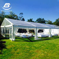 Beau matériel en aluminium transparent blanc Portes en verre transparent Maison Chapiteau de cérémonie de mariage Gazebo extérieur Tentes de jardin