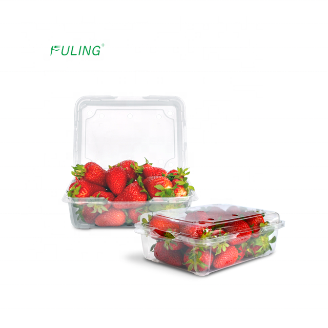 clear Plastic Fruit Packaging Punnet Transparent Strawberry Containers Clamshell Packaging Box