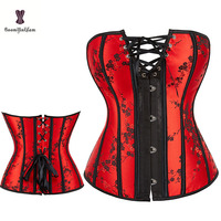 Moins cher prix ensemble de Lingerie de noël rouge dentelle désossée tondeuse Corsets femme grande taille S à XXXXXXL femmes sous-vêtements Ann Cherry Corset