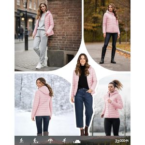 33,000ft <b>Women's</b> Hooded Packable Puffer Jacket <b>Lightweight</b> Warm Winter <b>Coat</b> Water Resistant Windproof Quilted Puffy - Product Image 5