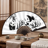 Éventails pliants chinois de style national en soie double face de 8 pouces pour hommes, avec peinture à l'encre sur plastique, style archaïque, vente en gros