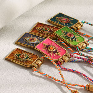 دريمشو المينا خمر المجوهرات المينا الشر العين الأزياء القلائد المصنوعة يدويا سلسلة قلادة قلادة الفولاذ المقاوم للصدأ المجوهرات - Product Image 6