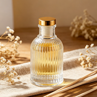 Flacon diffuseur d'huiles essentielles en verre à rayures verticales, style romain de luxe, vide, 40 ml, 100 ml, 150 ml, 200 ml, 500 ml, avec bouchon en liège