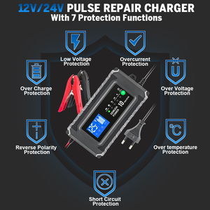 Reparación de pulso 12V 10A 24V 5A cargador de batería de plomo ácido para camión coche AGM ciclo profundo VRLA 4AH-100AH Battri cargador pantalla LCD - Product Image 5