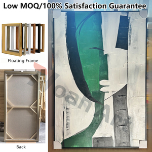 <span class=keywords><strong>Peinture</strong></span> murale abstraite figurative sur toile peinte à la main, visages superposés, portrait moderne vert pour agence créative - Product Image 4
