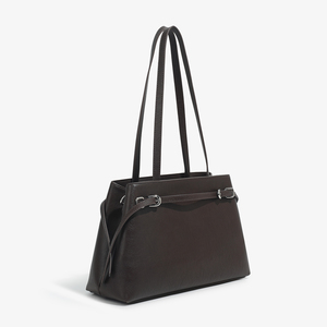 Women's Genuine Leather Trapeze <b>Shoulder</b> <b>Bag</b> with Buckle Closure Minimalist Style for Daily Use - Product Image 5