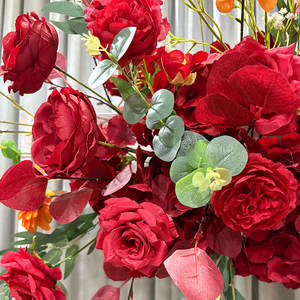 Panneau mural de fleurs artificielles en soie fait main, très vendu, fond de scène, rose, pivoine, hortensia, moderne, respectueux de l'environnement, pour nouveau-né - Product Image 5