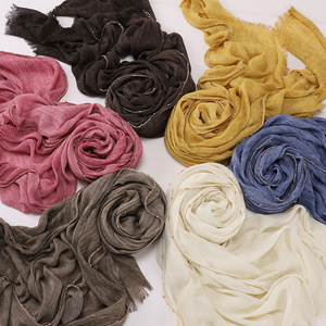 Nuova Sciarpa Sottile da Donna in Cotone e Poliestere Color Bronzo con Catena e Motivo a Pois, Sciarpe Femminili alla Moda - Product Image 3