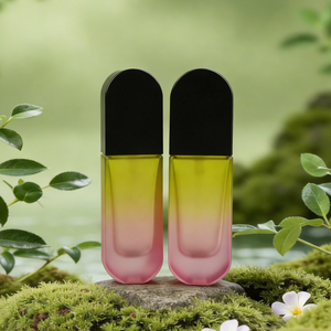 Flacon en verre de 30 ml pour crème visage et fond de teint avec pompe, fond épais, surface givrée, petit flacon de reconditionnement, flacons de soin de la peau de luxe - Product Image 5