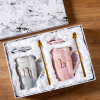 Creatieve Europese stijl marmerpatroon keramische mok moderne bruiloft cadeau paar koffiemok set met bedrukt logo voor feesten