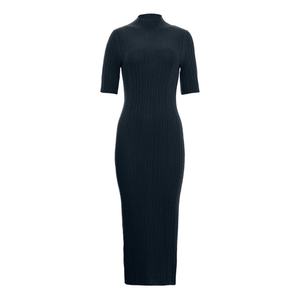 Vestido Maxi de Punto OEM de Moda para Mujer, Cuello Alto, Manga Corta, Silueta Ceñida, Casual, Transpirable, Sencillo, Liso, Verano - Product Image 5