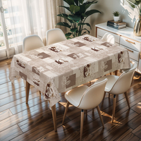 Nappe carrée élégante en PVC gris imprimé café RNPT, rouleaux de nappe en plastique essuyables pour dîner familial, décoration de la maison