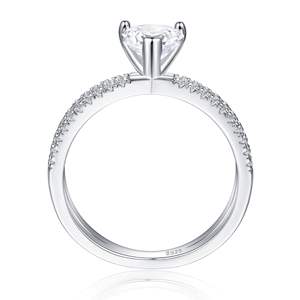 خاتم خطوبة فاخر فاخر فاخر ليكاي من الفضة الإسترلينية مع قلب مكعب زركونيا/الياقوت/خاتم خطوبة لانهاية مخصص - Product Image 2