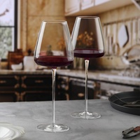 Verre à vin en cristal sans plomb CnGlass - Design moderne de luxe, forme de flûte, fabriqué à la main, écologique, capacité de 650 ml, compatible lave-vaisselle