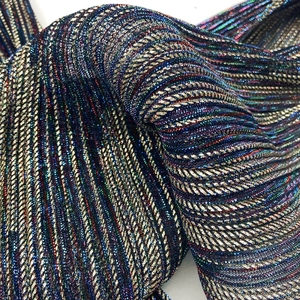 Sang trọng xếp li ưa thích <span class=keywords><strong>100</strong></span> <span class=keywords><strong>Polyester</strong></span> đan tỏa sáng kim loại lá 85gsm accordion xếp li vải cho bên Dresses - Product Image 4