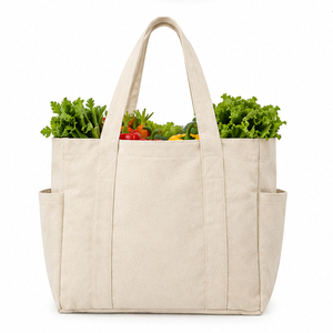 Sac de courses en toile lavable sur mesure, robuste et de taille moyenne, avec plusieurs compartiments, pour l'épicerie, la vente au détail et la publicité - Product Image 1